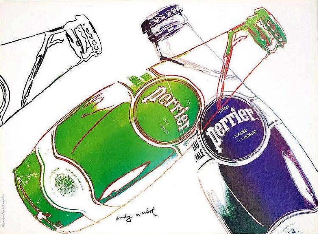Pervilleau Perrier Mineral Water Lithographic Poster: Andy Warhol Lithographic poster printed by Lalande-Courbet 16 ¾ x 23 5/8 in 1983 Signed in plate Lithographic poster commissioned by Pervilleau and its advertising agency Langelaan & Cerf to be used 