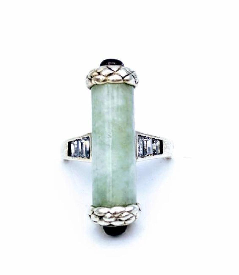 Sterling Silver Jade Garnet CZ Ring, .48ctw (1 of 5)