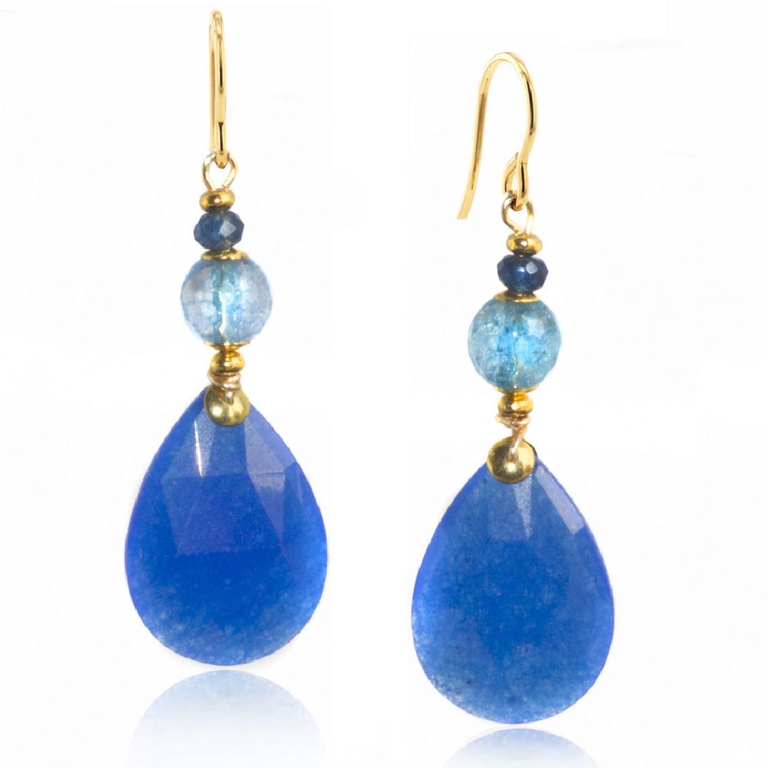 24K Gold Plated Sterling Silver Royal Blue Jade (1 of 4)