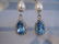 Sterling Silver Blue Topaz White Pearl Earrings, 3ctw - 2