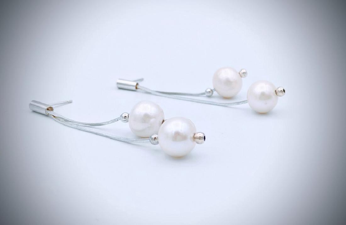 Sterling Silver Double Stranded Pearl Earrings (1 of 3)