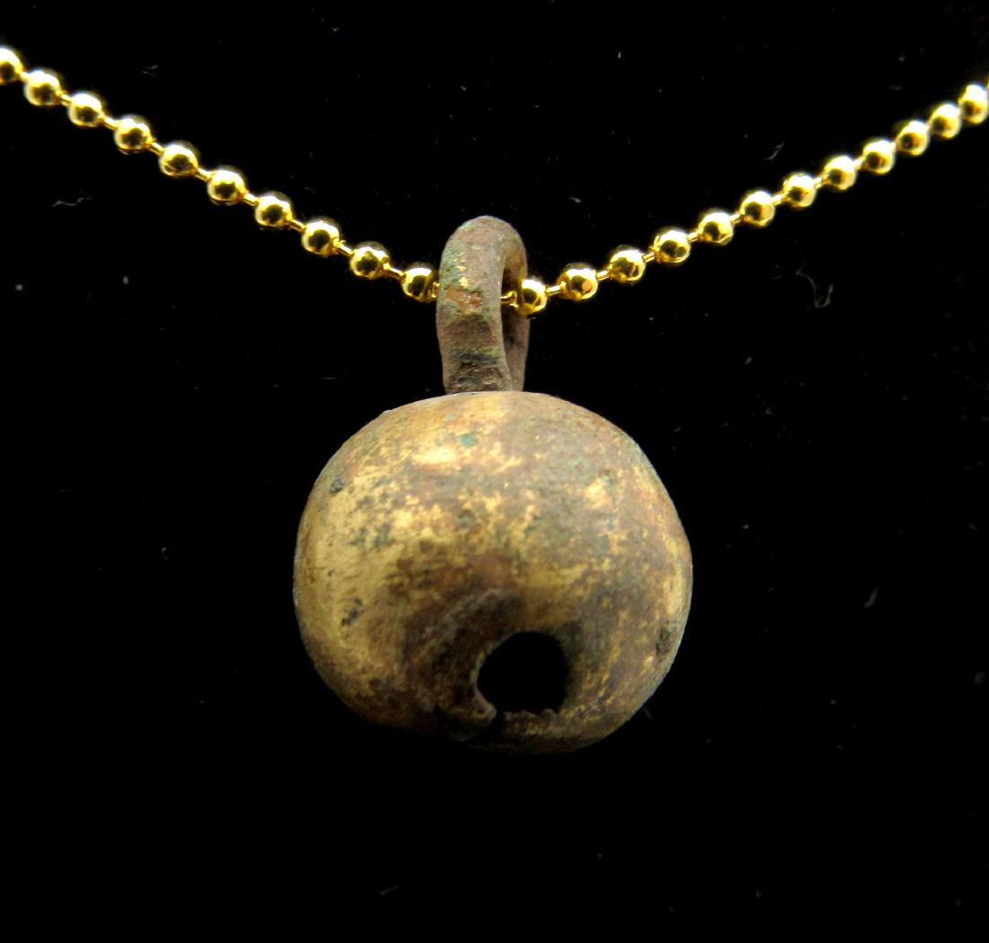 Medieval Viking Era Gold-Gilded Bronze Bell Pendant (1 of 3)