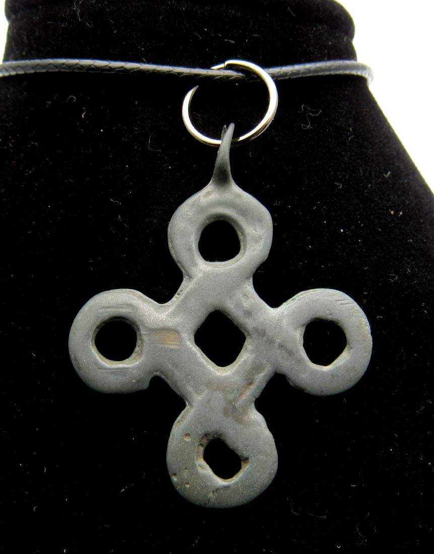 Medieval Viking Era Bronze Open-Work Interlace Cross (1 of 2)