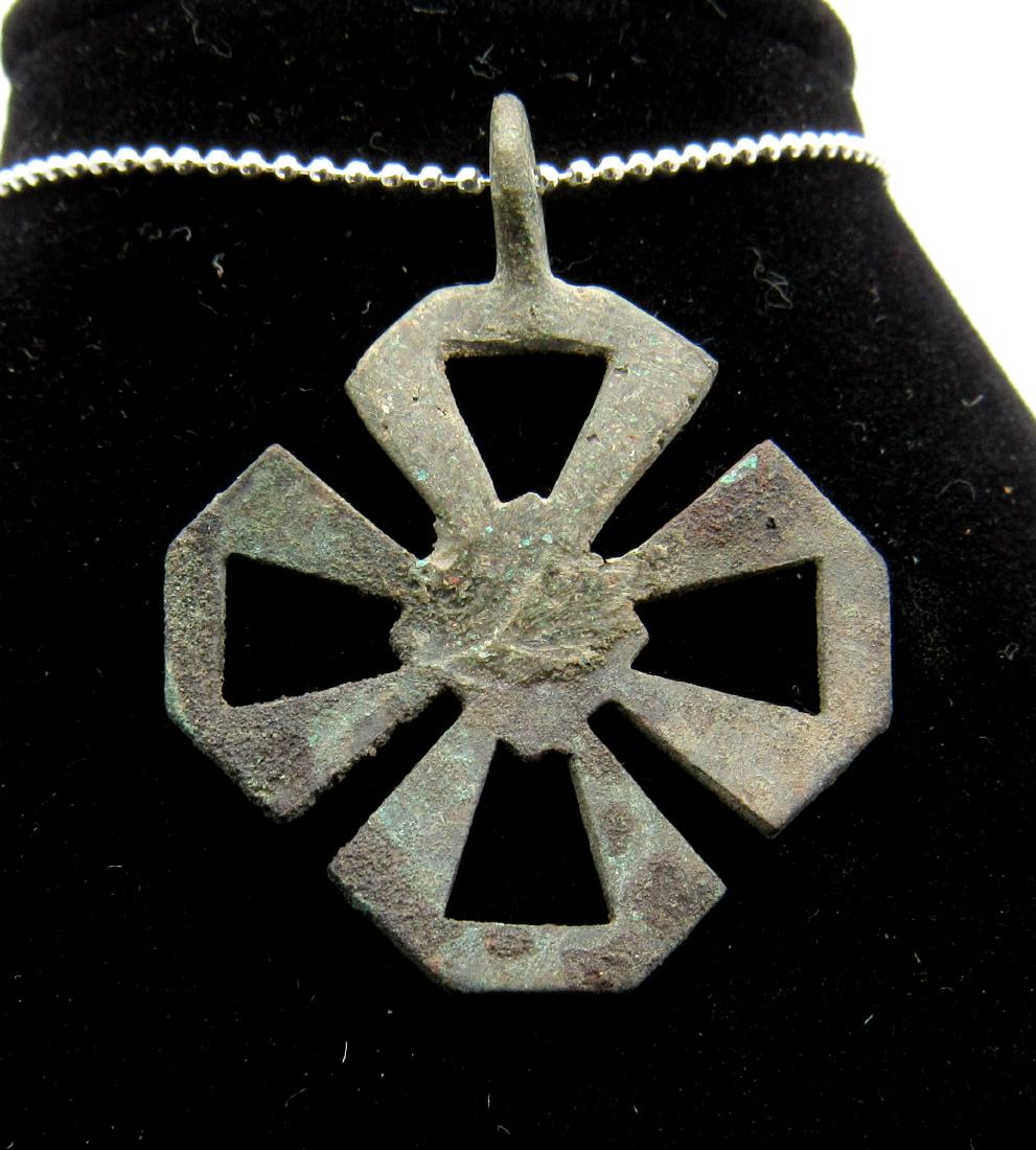 Medieval Viking Era Bronze Open-Work Cross Pendant (1 of 2)
