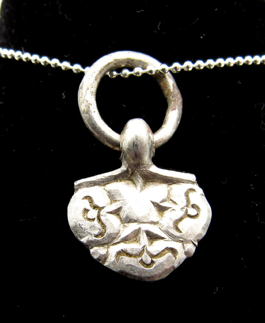 Medieval Viking Era Silver Floral Pendant with Ring (1 of 2)