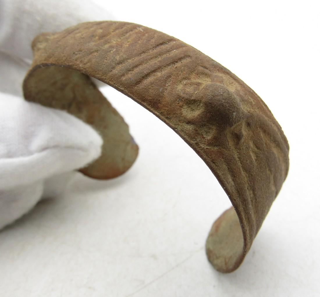 Late Medieval Tudor Bronze Fertility Bracelet: Late Medieval Tudor Bronze Fertility Bracelet Circa 15th – 17th c. AD Late Medieval Tudor Bronze Fertility Bracelet. Professionally cleaned and polished to show original details. This item includes 