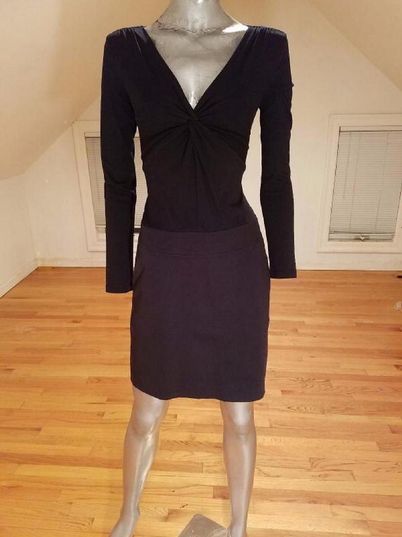 Vtg Dkny Cotton Knit Draped Mini Dress Amazing Details: This one is a beauty by Donna Karan for her DKNY collection The skirt is a mercerised cotton and the top is an elastane fine knit with cross over draped details. Very chic little black designer dress