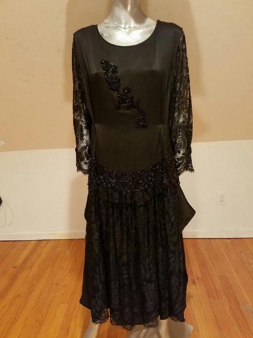 1920's Flapper Dress Downtown Abbey Lace Heavily Beaded (1 of 10)