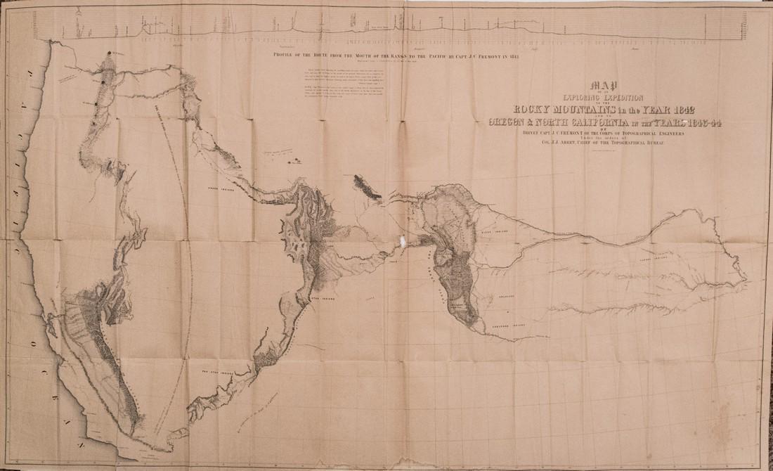 1842-44 Fremont Expedition Map of Rockies, OR and CA -- (1 of 2)
