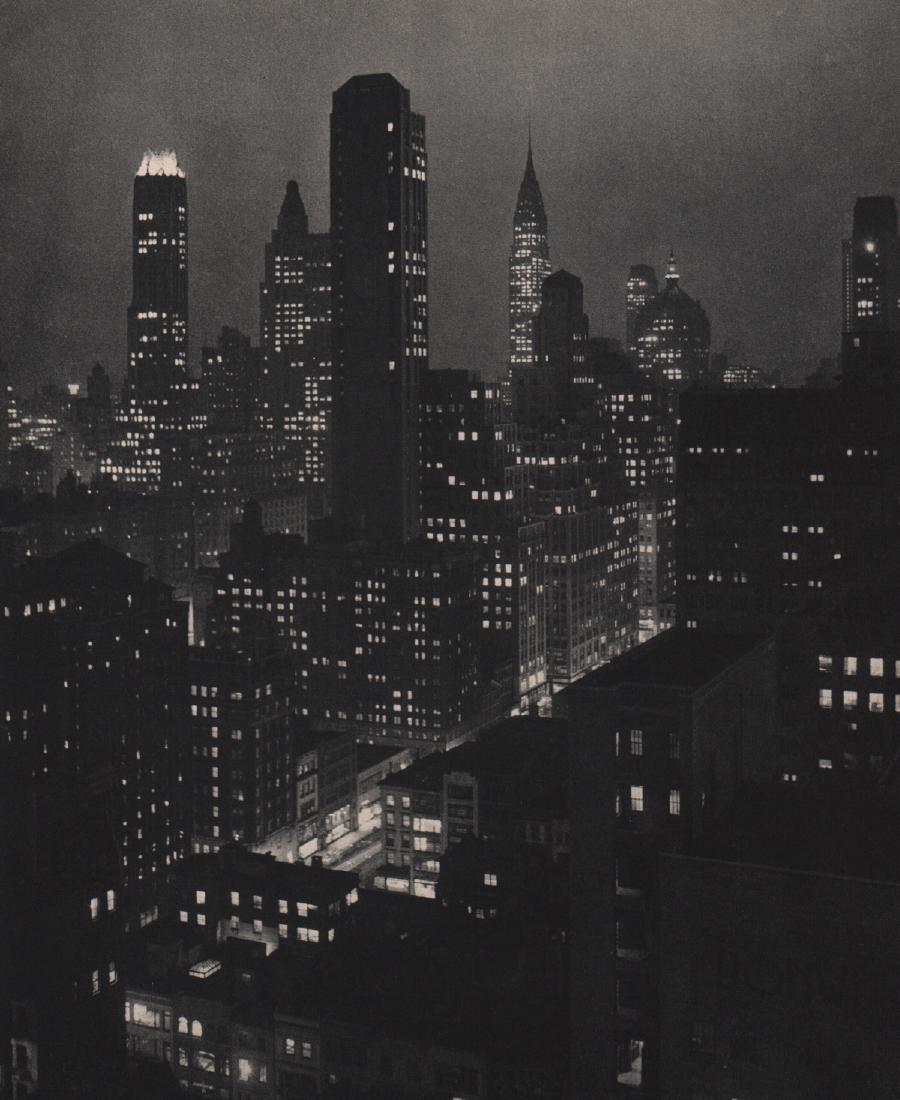MARIO BUCOVICH - South from the Squibb Building: Artist: MARIO BUCOVICH Print Title: South from the Squibb Building Medium: Sheet-fed Gravure Printing Date: 1937 Printing Location: USA Image Size: 8 x 9.5 inches Mario von Bucovich(1884-1944) was als