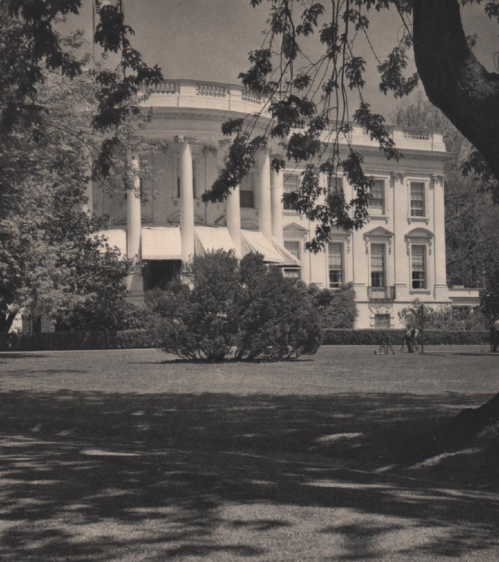 MARIO BUCOVICH - White House: Artist: MARIO BUCOVICH Print Title: South Side of the White House Medium: Sheet-fed Gravure Printing Date: 1936 Printed in the USA Image Size: 7.5 x 8.5 inches Mario von Bucovich(1884-1944) was also k