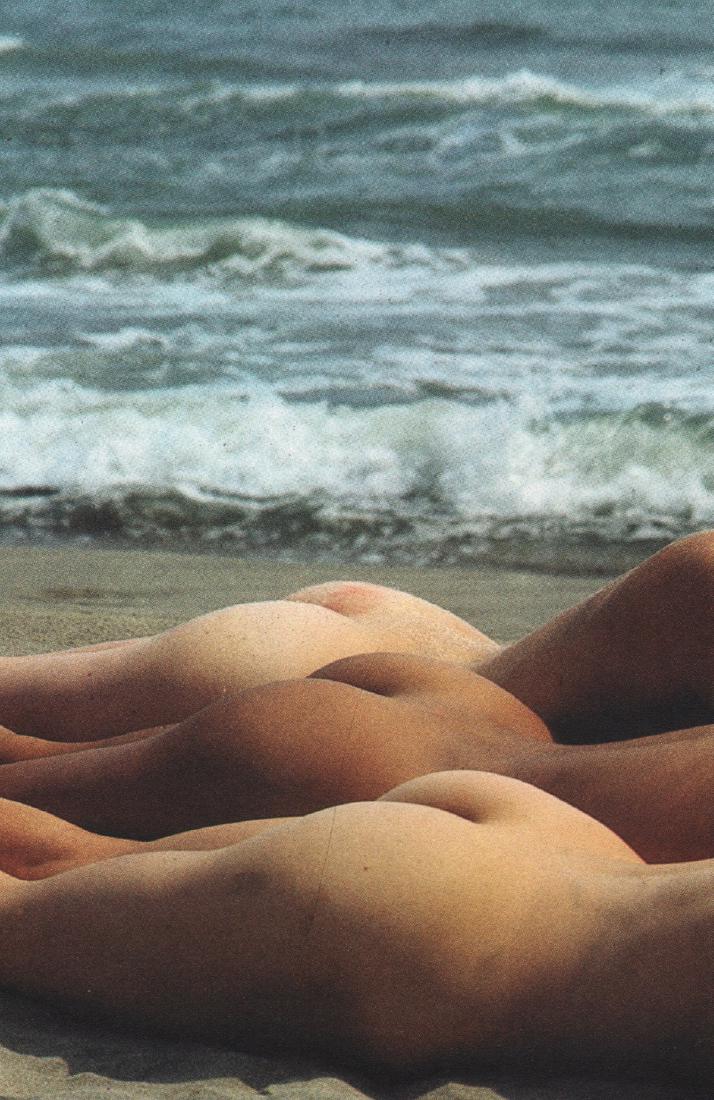 LUCIEN CLERGUE - Nudes on the Beach: Artist: LUCIEN CLERGUE Print Title: Nudes on the Beach Medium: Color Photo-lithograph Printing Date: 1985 Printed in France Image Size: 4.5 X 7 inches Lucien Clergue August 14, 1934 – November 15, 2