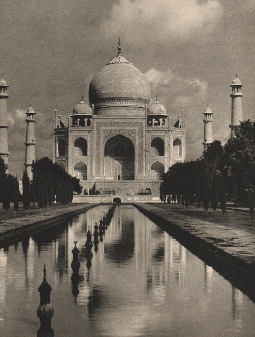 HERBERT PONTING - The Taj Mahal: Artist: HERBERT PONTING Print Title: The Taj Mahal Medium: Sheet-fed Gravure Printing Date: 1940 Printed in Great Britain Image Size: 6.5 x 8.25 inches Herbert George Ponting (1870-1935) was a profess