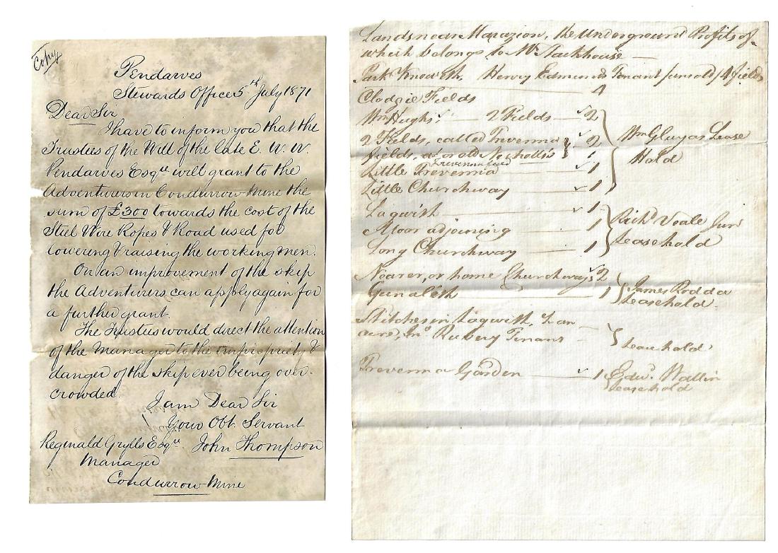 1871 Manuscripts Mining Cornwall Pendarves (1 of 1)