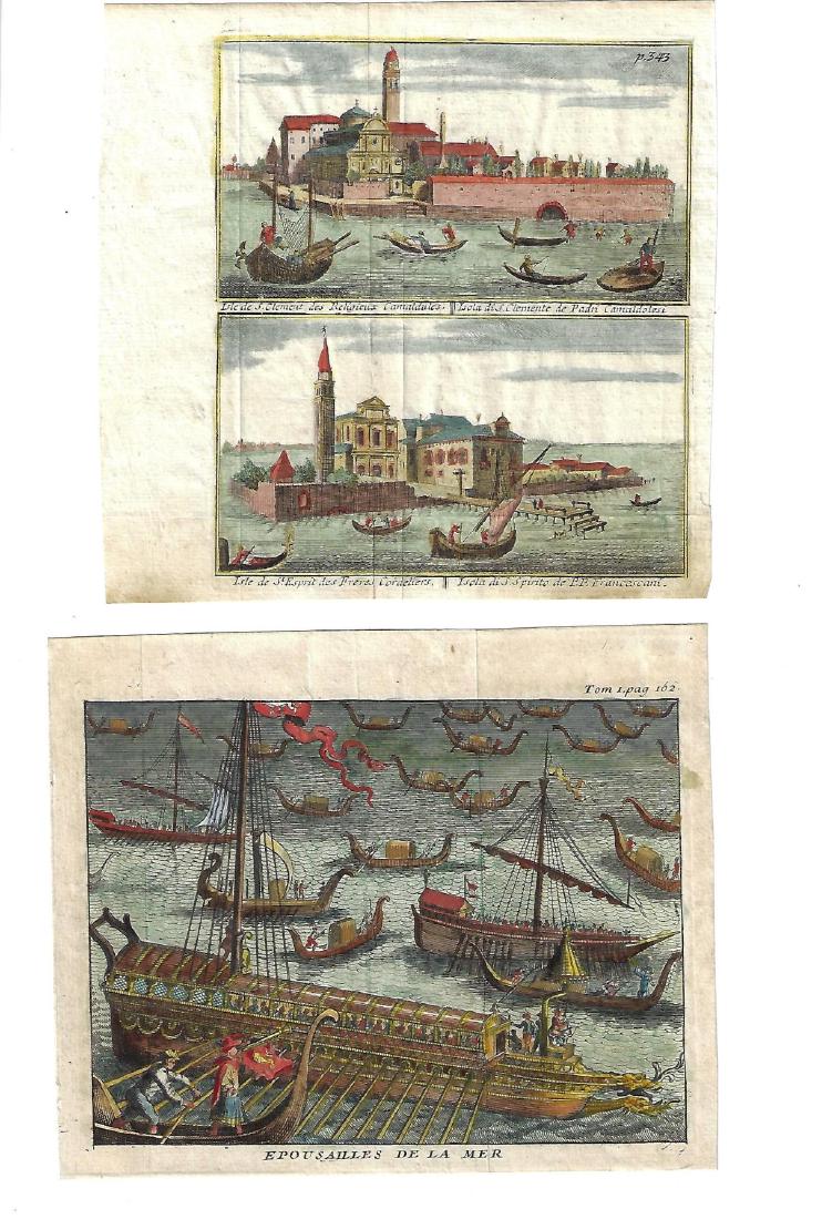 18th C Handcolored Engraving Maritime Galley Venice (1 of 1)