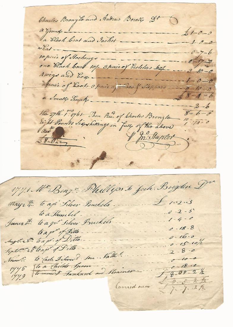 1761 Two Colonial Documents Zachariah Brigden (1 of 1)