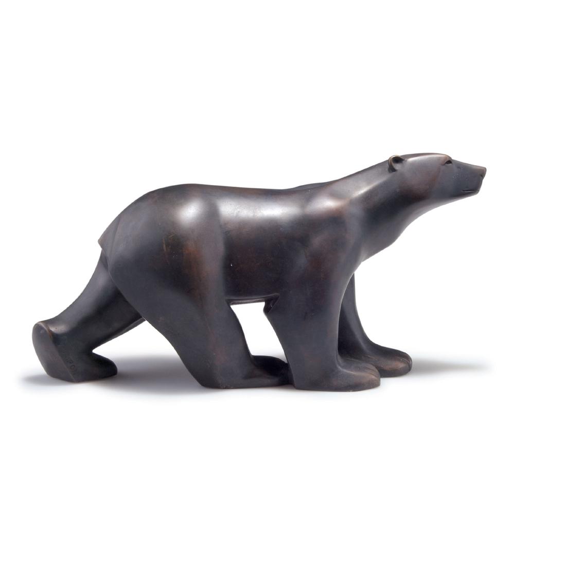 After François Pompon: Dark Polar bear Ours Blanc: Item: After François Pompon: Dark Polar bear Ours Blanc statue Maker: Mouseion Collection Origin: Netherlands Date/Period: 2017 Materials: Polystone Size: H. 4.72 x W 8.66 inch Dark Polar bear Ours B