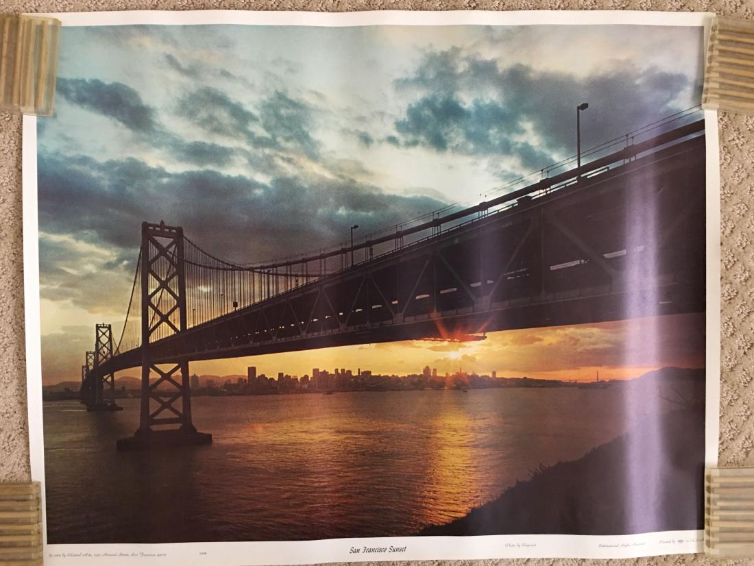 Travel Poster - San Fran Sunset - 1969 - Celestial arts: Travel Poster - San Fransisco Sunset - 1969 - Celestial arts. MOST POSTERS IN THIS SALE ARE NEW OLD STOCK - AND STILL SEALED! PURCHASED FROM A HEAD SHOP THAT CLOSED IN THE 1970's. We have multiple doz