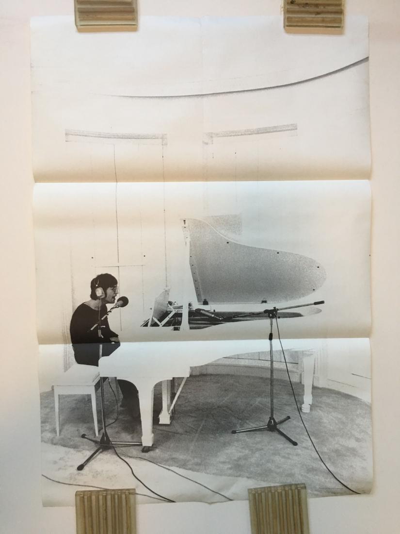 JOHN LENNON IMAGINE PIANO: JOHN LENNON IMAGINE PIANO - Folded from album insert MOST POSTERS IN THIS SALE ARE NEW OLD STOCK - AND STILL SEALED! PURCHASED FROM A HEAD SHOP THAT CLOSED IN THE 1970's. We have multiple dozens of ea