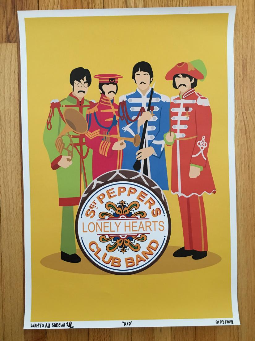 FIRST TIME OFFERED IN THE USA - SGT. PEPPERS - ARTIST: FIRST TIME OFFERED IN THE USA - SGT. PEPPERS - ARTIST PROOF 15 x 22 Artist Proof Signed by Artist Dated by Artist High Quality Artist Proof Gicleé Print Glossy stock Printed in Indonesia Never before