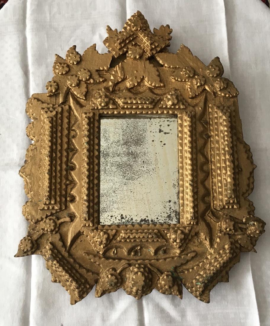 Painted Figural Chip Carved Tramp Art Frame (1 of 3)