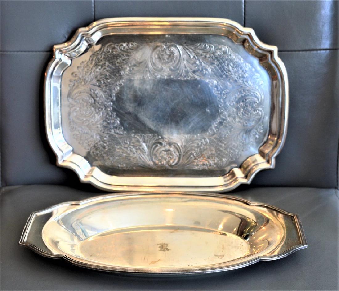 Two Silver Plated Serving Trays (1 of 2)