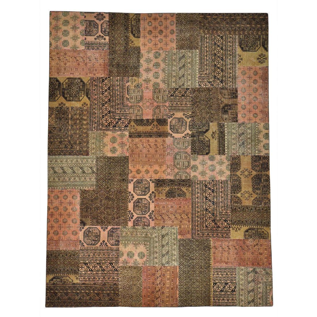 Pure Wool Afghan Patchwork Hand Knotted Rug 9x12 (1 of 5)