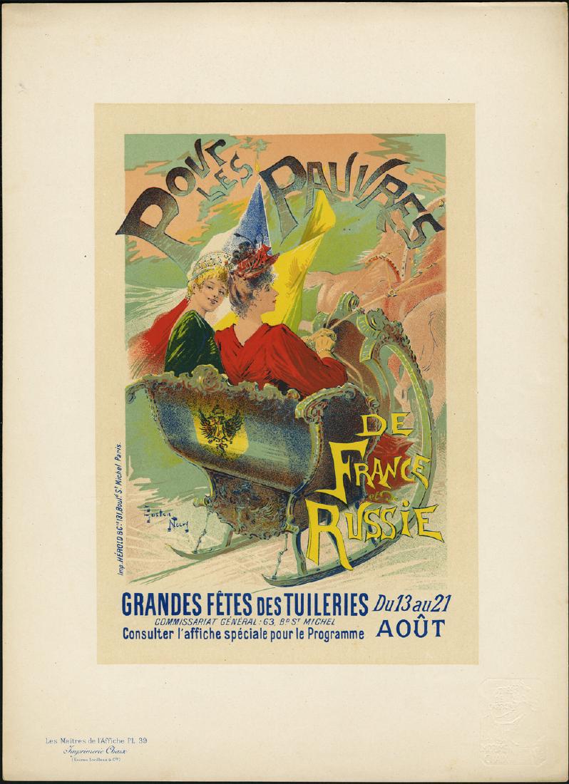Original G. Noury Lithograph Maitres de L'Affiche 39: Artist: Gaston Noury Title: Original Gaston Noury Lithograph From Les Maitres de L'Affiche Plate 39 Printing Date: September 1896 Medium: Lithograph Size/Format: 11 3/8" x 15 3/4" Publisher: Chaix Imp
