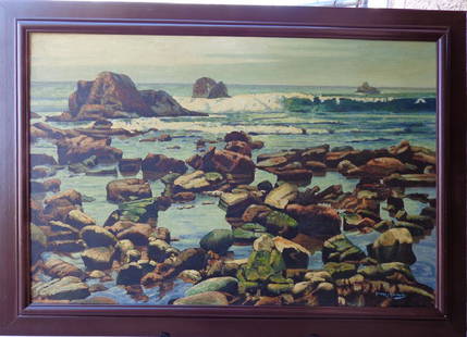 Seascape Frank J. Gavencky Oil on Masonite Signed: seascape Frank J. Gavencky oil on masonite 24 x 36 signed bottom-right Please note that this lot has a confidential reserve. When you leave a bid in advance of the auction, submit your maximum. The bi