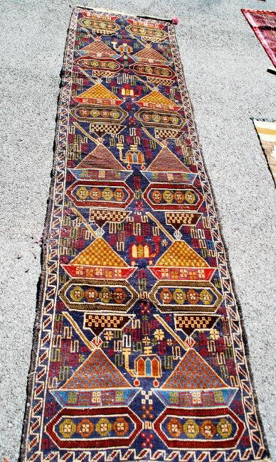 Rare Afghan War Rug Carpet Runner Rug 9.3x2.6 (1 of 5)