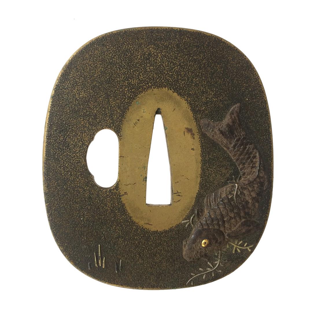Kinko tsuba inlaid with shakudo and gold (1 of 3)