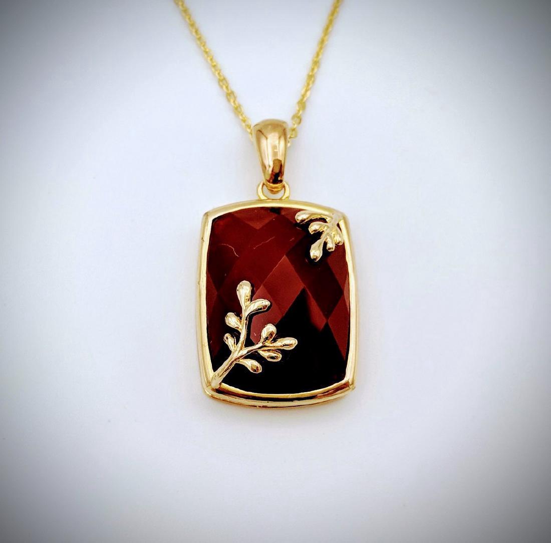 Gold Plated Sterling Silver Carnelian Necklace: Item: Gold Plated Sterling Silver Necklace and Pendant with Carnelian Brand: Jean Lin Collection Metal Purity: 925 Sterling Silver Gemstones: Carnelian Size: Pendant measures at 31.5×17mm 1 Carnelian