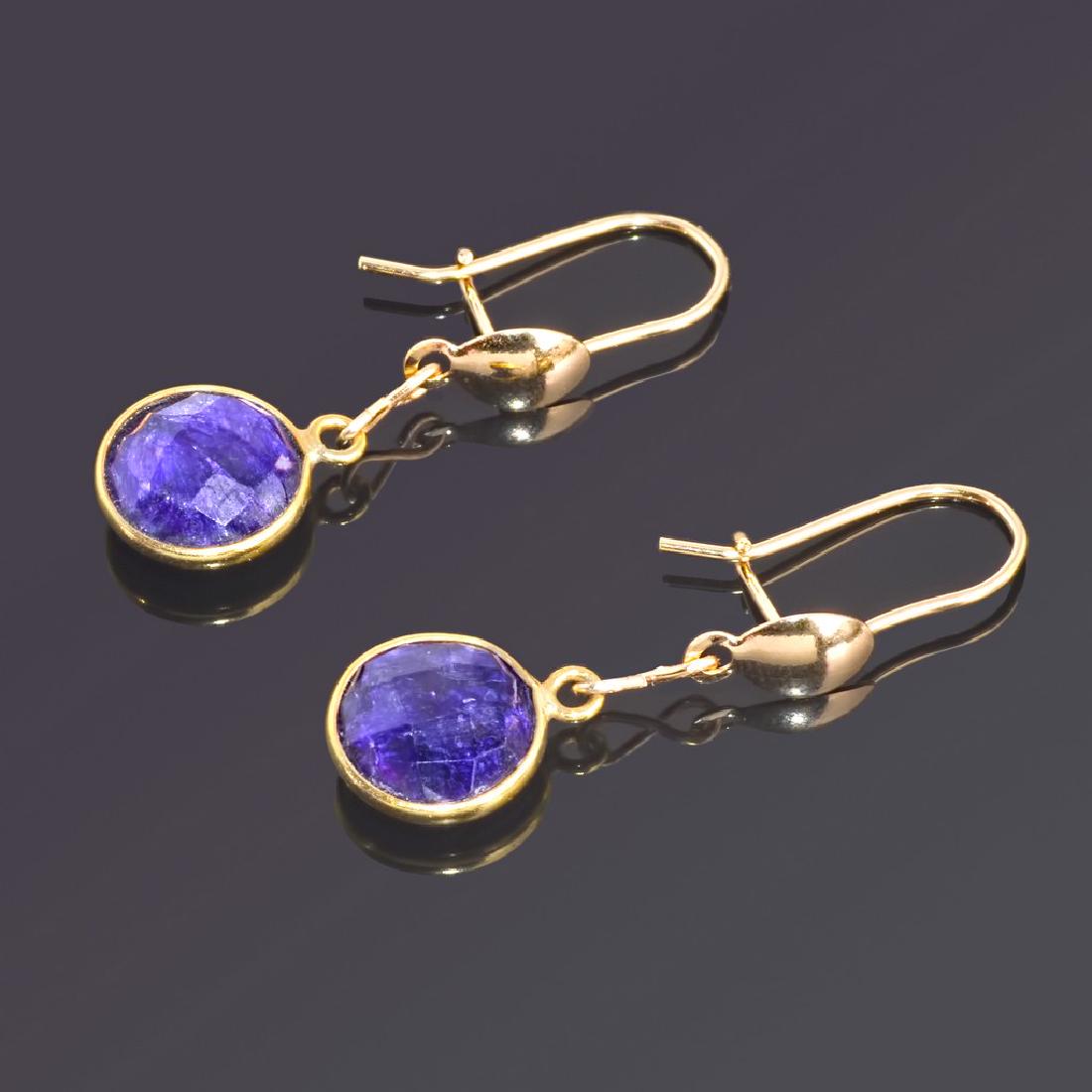 14K Afghan Lapis Lazuli Art Deco Style Earrings (1 of 6)