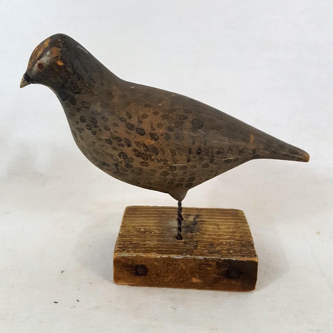 PA Carved and Painted Quail on Grain Plinthe 1900-1920 (1 of 4)