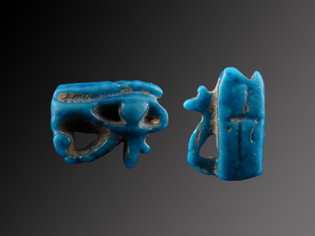 Egyptian Faience Open Horus Eye & Ankh on the Backside (1 of 10)