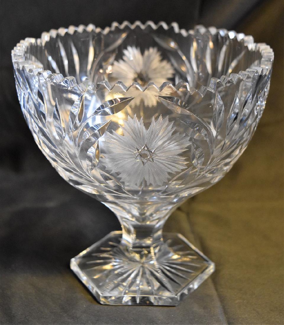 American Brilliant Cut Glass Pedestal Bowl Compote