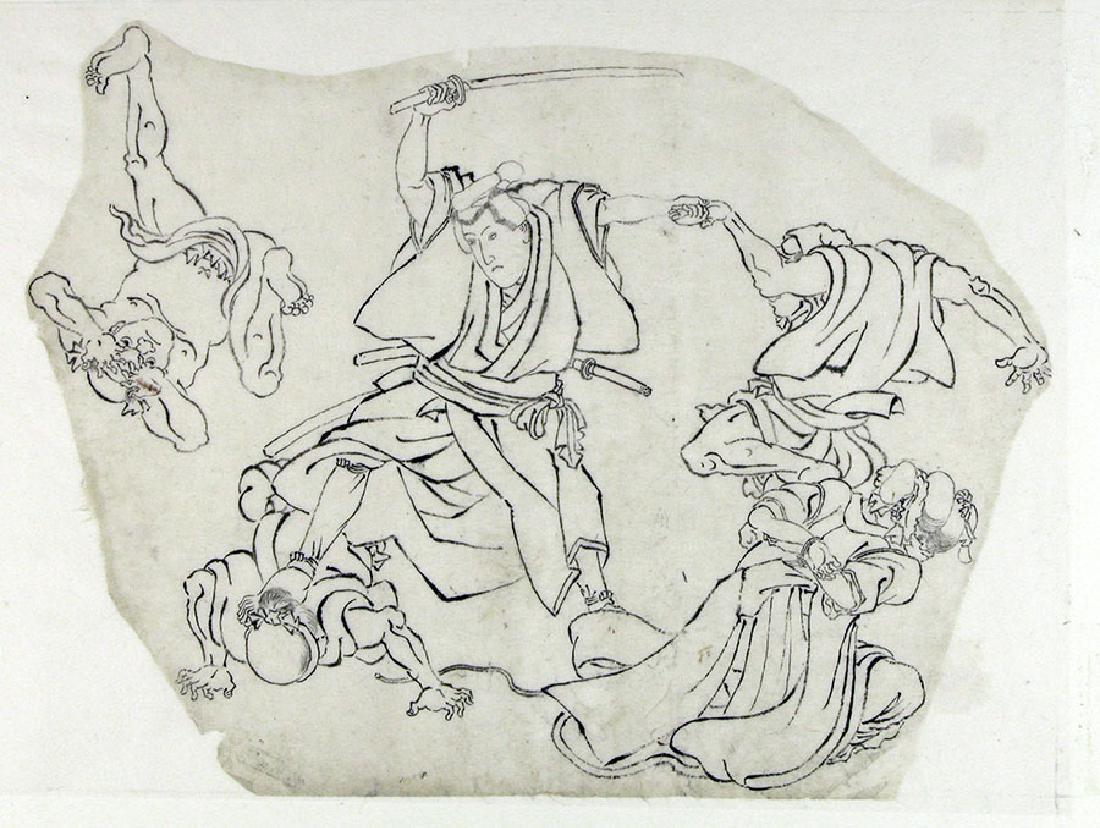 Utagawa School Drawing Figure Studies For A Fight Scene Apr 17 2018 Jasper52 In Ny