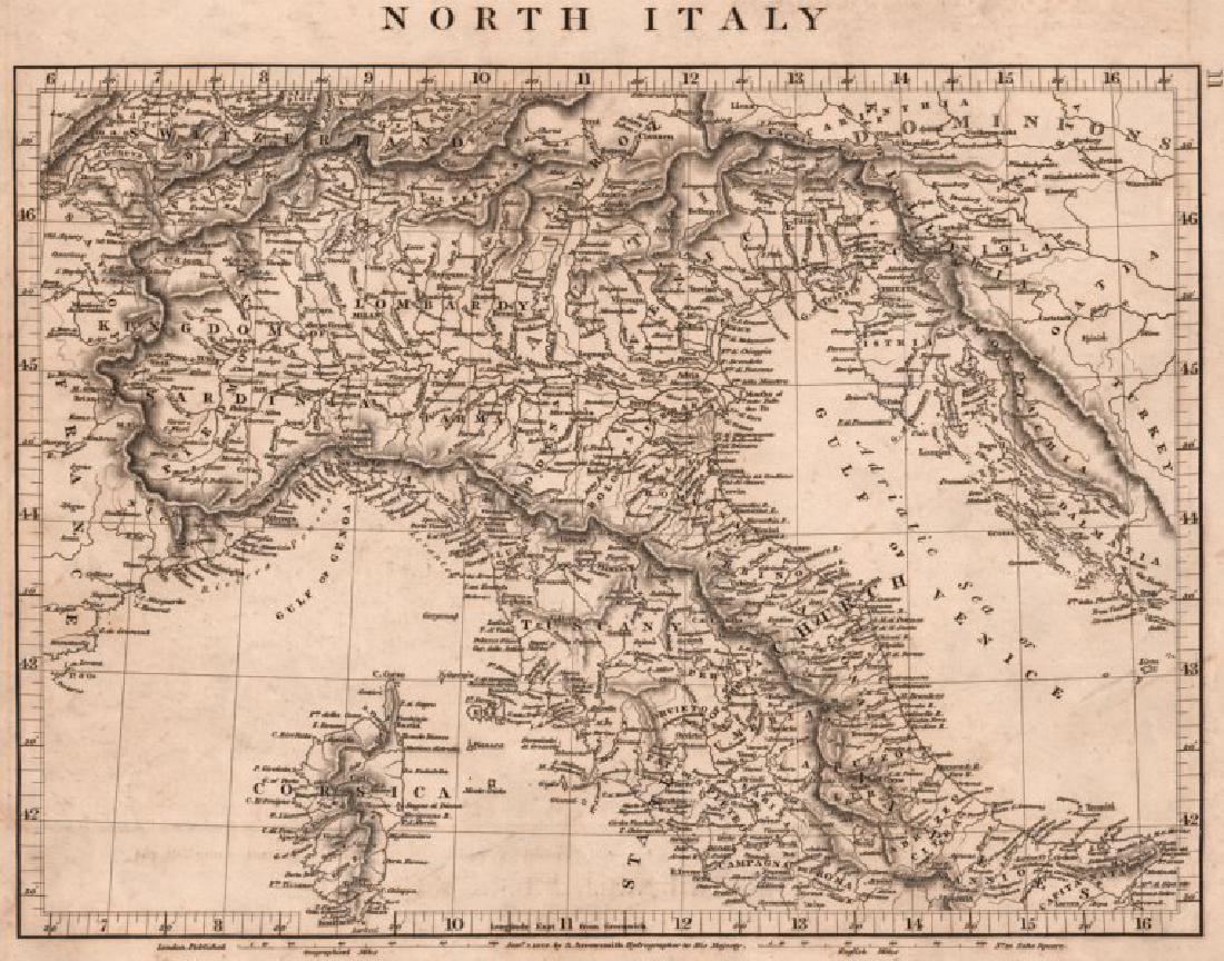 Arrowsmith: Antique Map of Northern Italy, 1828 (1 of 2)