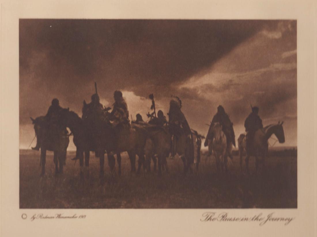 J.K. Dixon The Pause in the Journey: Joseph K. Dixon. “The Pause in the Journey.” From The Vanishing Race. The Last Great Indian Council. 1914. Sepia-toned photogravure. 4 1/4 x 7. Very good condition. Please note that this lot has a