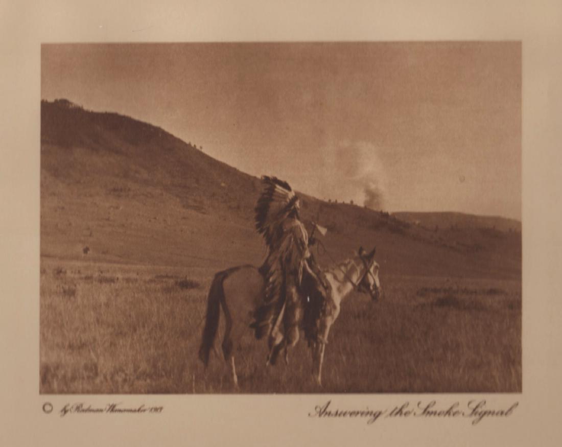 J.K. Dixon Answering the Smoke Signal: Joseph K. Dixon. “Answering the Smoke Signal.” From The Vanishing Race. The Last Great Indian Council. 1914. Sepia-toned photogravure. 4 1/4 x 7. Very good condition. Please note that this lot has