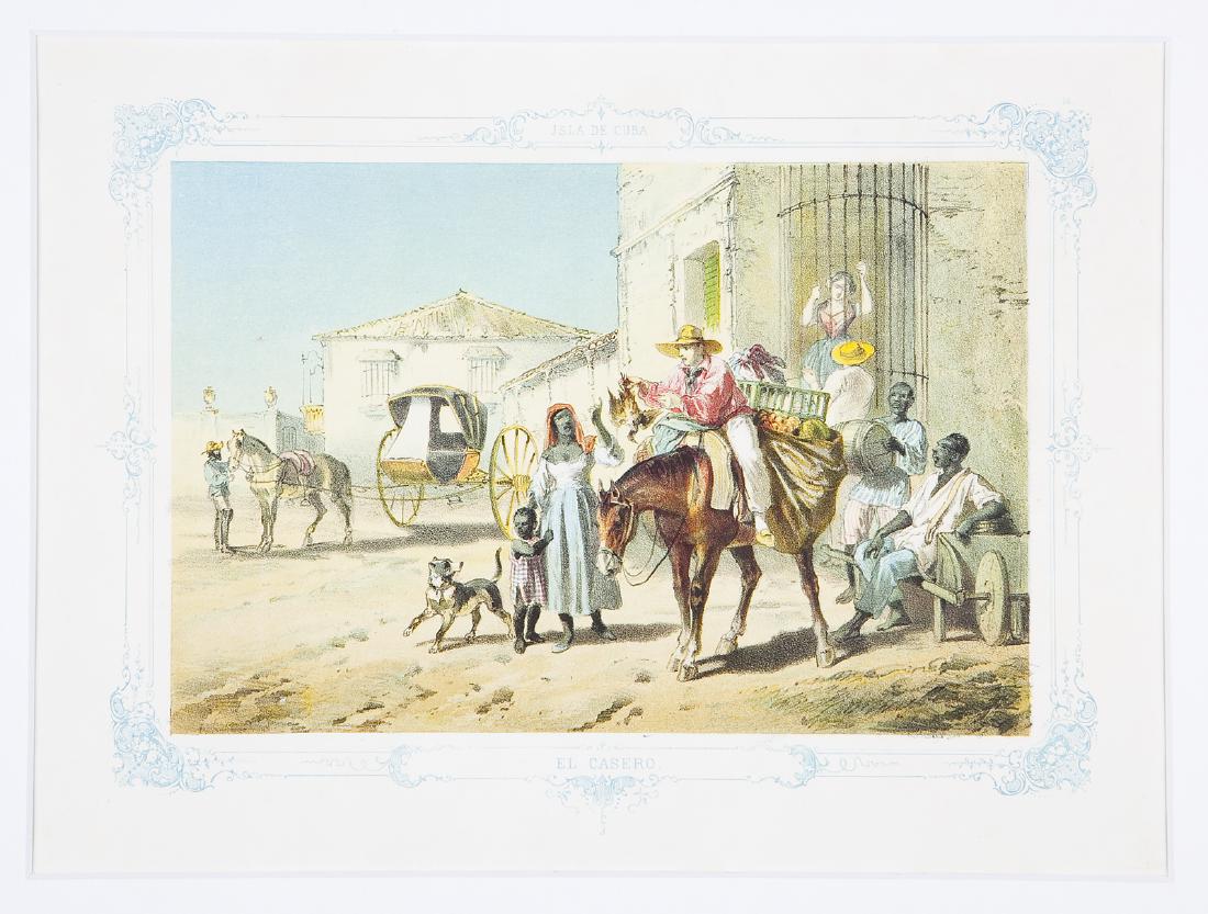 Miahle: Cuban Street Vendor Plies His Wares: A street vendor plies his wares in this charming scene from the German edition of Miahle's renowned picture album, Isla de Cuba Pintoresca.; RS2132; Miahle; Berlin / 1850; 10 5/8" x 7 "; a beautifully
