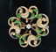 Art Nouveau 14K Gold Green Enamel Diamond Brooch - 3