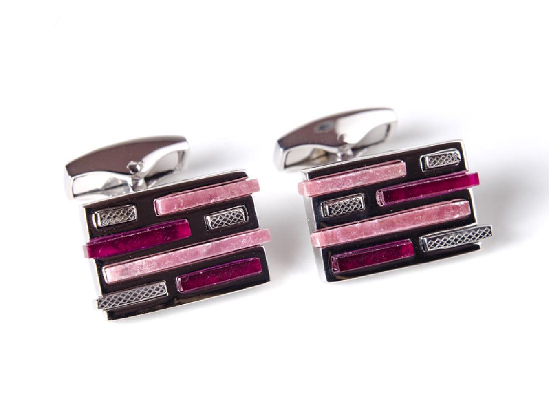 Tateossian Sterling Silver 3D Brick Design Cufflinks (1 of 2)