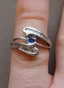 Vinage 10K Whie Gold Sapphire Diamond Bypass Ring - 9