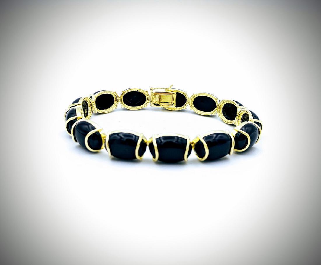 Gold Plated Sterling Silver Bracelet with Black Onyx (1 of 3)
