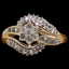 19K Gold Diamond Cluster Ring, .75ctw
