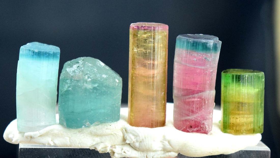 5 Pcs Terminated Multi Color Tourmaline Crystals Lot (1 of 3)