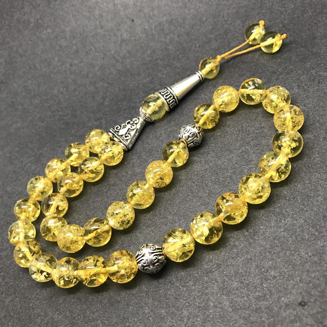 Baltic Amber Tesbih Lemon Colour, 33 beads (1 of 8)