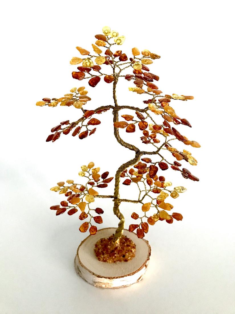 Handicrafted luck bonsai Baltic amber tree pine shaped (1 of 9)