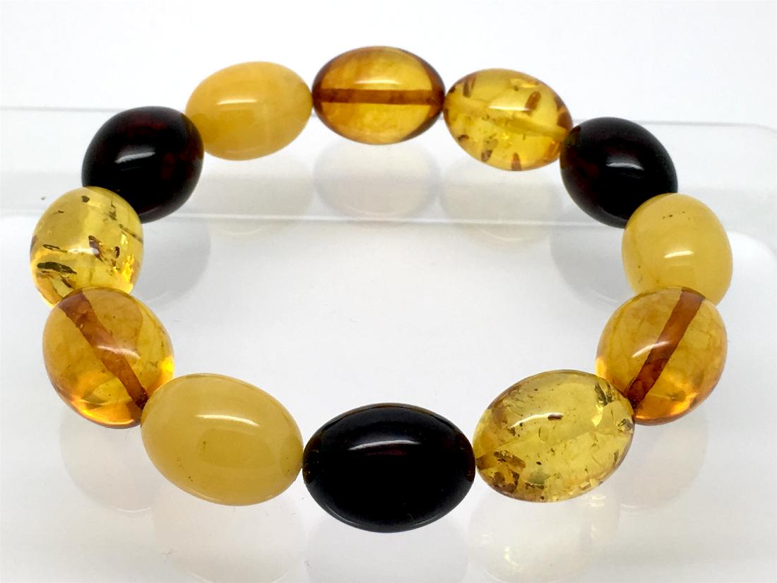 Baltic Amber Bracelet Multi Color Olive Shape (1 of 10)